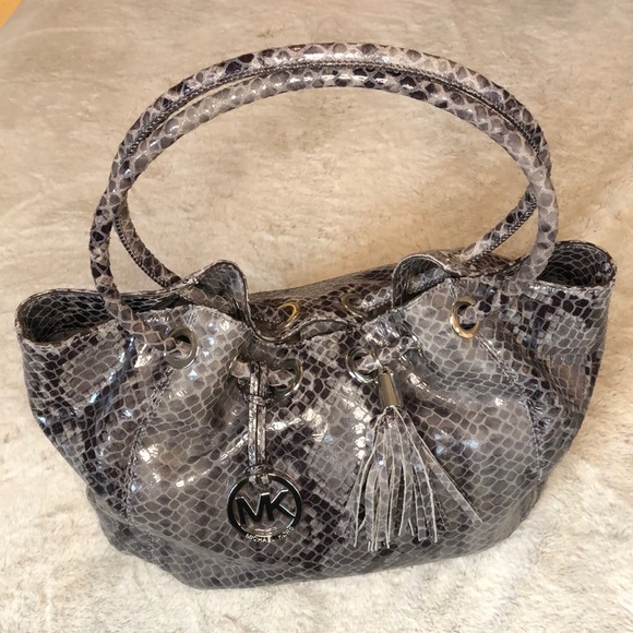 MICHAEL Michael Kors Handbags - Michael Kors Gray Python Snake Print Bag
